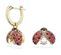 Swarovski Idyllia Ohrhänger, Rote und Vergoldete Ohrringe mit Marienkäfer-Motiv aus Strahlenden Swarovski Kristallen