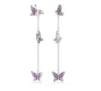 Swarovski Idyllia Ohrringe, Rundschliff, Schmetterling, Lila, Rhodiniert