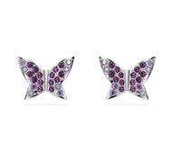 Swarovski Idyllia Ohrstecker, Rundschliff, Schmetterling, Lila, Rhodiniert