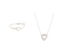 Swarovski Infinity Armreif, Unendlichzeichen und Herz, Weiss, Metallmix & Infinity Halskette, Herz, Weiss, Metallmix