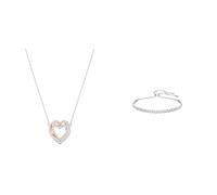 Swarovski Infinity Halskette, Herz, Weiss, Metallmix & Subtle Trilogy Armband, Weiss, Rhodiniert