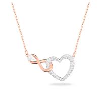 Swarovski Hyperbola Halskette, Unendlichzeichen und Herz, Weiss, Metallmix