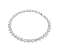 Swarovski Ariana Grande x Tennis Halskette, Verschiedene Schliffe, Herz, Weiß, Rhodiniert