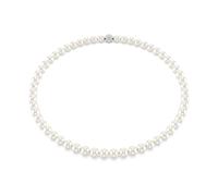 Swarovski Halskette Matrix mit Kristallperlen, Weiß, rhodiniert