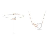 Swarovski Lifelong Bow Halskette, Schleife, Weiß, Metallmix & Infinity Halskette, Unendlichzeichen und Herz, Weiss, Metallmix