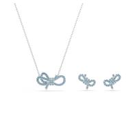 Ohrring und Ketten Set SWAROVSKI "Multipack Schmuck Geschenk Lifelong Bow, Schleife, 5723554" Schmuck-Sets blau (metallfarben-blau + blau) Damen (92965027-0) metallfarben-blau + blau