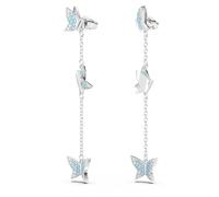 Swarovski Lilia Drop-Ohrhänger, Blaue, Rhodinierte Ohrhänger mit Schmetterlingsmotiven und Kristallpavé