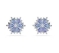 Swarovski Magic Ohrstecker, Blaue und Rhodinierte Ohrringe mit Schneeflocken-Motiv mit Grau-Blauem Zirkonia, Größe: 1 x 1 cm