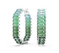 Swarovski Matrix Creolen, Baguette-Schliff, Grün, rhodiniertes Metall, One Size, Kristall, Zirkonia, One Size, Kristall, Cubic Zirkonia, One Size, Kristall, Zirkonia