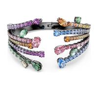 Swarovski Armreif Matrix, gemischter Schnitt, Bouquet, mehrfarbig, Ruthenium beschichtet (M, 16,7, Zentimeter)