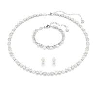 Matrix Set, Kristallperle, Rundschliff, Weiß, Rhodiniert OS