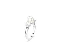 Swarovski Cocktailring Matrix – Kristallperle, Rundschliff, rhodiniert, Weiß Gr. 58