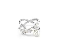 Swarovski Ring Matrix Cocktailring Kristallperle Rundschliff Weiß Rhodiniert Gr. 55