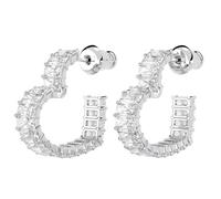 Paar Creolen SWAROVSKI "Matrix, Herz, Groß & Klein" Ohrringe Gr. S, Metall, silberfarben (metallfarben, kristallweiß, kristallweiß) Damen Creolen Mit Swarovski Kristall (21231546-S)