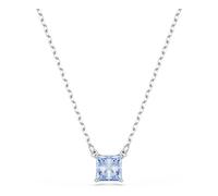 Swarovski Matrix Halskette, Blaue, Rhodinierte Kette mit Anhänger und Strahlendem Kristall im Kissenschliff