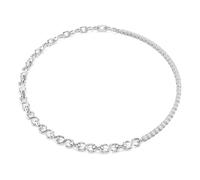 Swarovski Matrix Halskette, S-Form, Rundschliff, Weiß, Rhodiniert