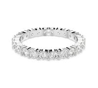 Swarovski Damenring Matrix Vittore Rundschliff, klare Kristalle, silberfarbenes Finish, Größe 55
