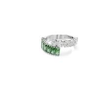 Swarovski Damenring Matrix – Rhodiniert, Grün, klare & grüne Zirkonia im Rund- & Baguette-Schliff