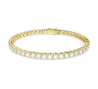Tennisarmband SWAROVSKI "Matrix, Rundschliff" Armbänder Gr. XL, Metall, goldfarben (goldfarben, kristallweiß) Damen Tennisarmbänder mit Swarovski Kristall (27465142-XL)