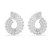 Swarovski Ohrringe Matrix Kreolen 5705834, gemischte Rundschliffe, weiß, rhodiniert, OS