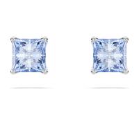 Swarovski Matrix-Ohrstecker, quadratisch, blau, rhodiniert, Einheitsgröße, Kristalle, rhodiniert, Kristall