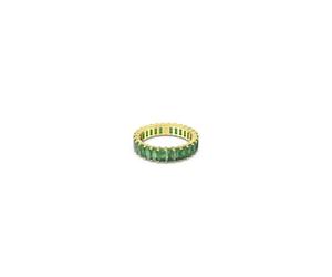 Swarovski Matrix Ring für Damen, Baguetteschliff, vergoldet, Größe 62, Grün, Cubic Zirkonia, Zirkonia
