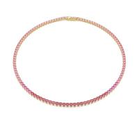 Swarovski Matrix Tennis Halskette, Rundschliff, Rosa, Goldlegierungsschicht
