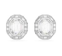 Mesmera Ohrclips, Oktagon-Schliff, Weiß, Rhodiniert
