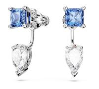 Swarovski Mesmera Ohrring-Jackets, Blaue und Rhodinierte Ohrstecker mit Strahlenden Swarovski Kristallen