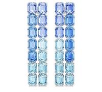 Swarovski Millenia Lange Ohrclips, rhodiniert, achteckiger Schnitt, Farbverlauf, Blau, 7,2 cm x 1,7 cm, Kristall, Kristalle