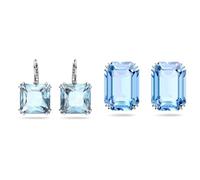 Swarovski Millenia Ohrringe, Blaue, Rhodinierte Damenohrringe mit Strahlenden Swarovski Kristallen & Millenia Ohrstecker, Rhodinierte Ohrringe mit Strahlendem Blauem Swarovski Kristall