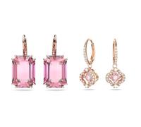 Swarovski Millenia Ohrstecker, Rosé Vergoldete Ohrringe mit Strahlendem Rosafarbenen Swarovski Kristall & Sparkling Dance Ohrringe, Glücksklee, Rosa, Roségold-Legierungsschicht