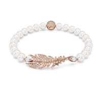 Swarovski Nice Armband, Rosé Vergoldetes Perlenarmband mit Feder-Motiv und Strahlenden Swarovski Kristallen