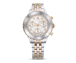 Swarovski octea chrono quarz mehrfarbig damen uhr mit weißem zifferblatt und edelstahl armband one_size Mehrfarbig