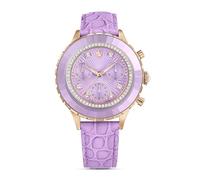 Swarovski Octea Chrono Uhr, Schweizer Produktion, Lederarmband, Violett, Roségoldfarbenes Finish