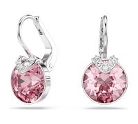 Swarovski Bella V Drop-Ohrhänger, Rhodinierte Ohrringe mit Rosafarbenen Kristallelementen im Rundschliff, Größe: 1.9 x 1 cm