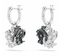 Swarovski Swan Drop-Ohrhänger, Schwan, Schwarz, Rhodiniert