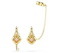 Idyllia Drop-Ohrhänger mit Ohrspange, Verschiedene Schliffe, Herz mit Schlüssel, Rosa, Goldlegierungsschicht OS