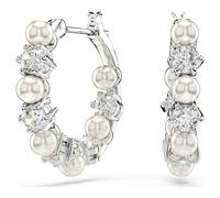 Swarovski Matrix Drop-Ohrhänger, Kristallperle, Rundschliff, Weiß, Rhodiniert