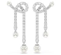 Swarovski Ohrringe Matrix, Crystal Pearl, Rundschliff, weiß, rhodiniert