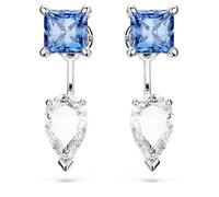 Swarovski Mesmera Ohrring-Jackets, Blaue und Rhodinierte Ohrstecker mit Strahlenden Swarovski Kristallen