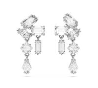 Swarovski Mesmera Ohrhänger, Weiße und Rhodinierte Hängeohrringe mit Strahlenden Swarovski Kristallen