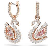 Paar Creolen SWAROVSKI "Schmuck Geschenk Schwan Ohrringe", roségoldfarben, metallfarben, kristallweiß, pink, kristallweiß, pink, Ohrringe, Damen, Metall, Swarovski Kristall, Swarovski Zirkonia (s.) -