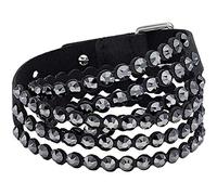 Swarovski Power Armband, Damenarmband aus Alcantara Fabric Material mit Schwarzen Kristallen, Auch Tragbar als Choker