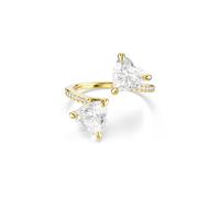 Swarovski Offener Damenring Mesmera – Herzschliff, Pavé, Weiß, Goldlegierungsschicht Größe 50