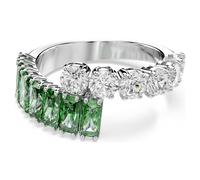 Swarovski Ring Matrix 5722454 – rhodiniert, klare & grüne Zirkonia, Rund- & Baguette-Schliff, Gr. 50