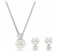 Matrix Set, Kristallperle, Rundschliff, Weiß, Rhodiniert