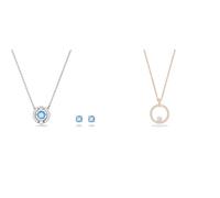 Swarovski: Schmuckset für Damen, formelle Anlässe - Sparkling Dance Kollektion, Rund, Blau, Rhodiniert & Creativity Anhänger, Rund, Weiß, Roségold-Legierungsschicht
