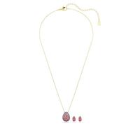 Swarovski Set bestehend aus Ohrringen und Halskette mit Anhänger von Sublima (2 Stück), Pear-Schliff, Rot, 18 Karat Gold-Finish