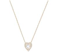 Swarovski Sparkling Dance Heart Halskette, Rosé Vergoldete Damenhalskette mit Einem Funkelnden Herz aus Weißen Swarovski Kristallen